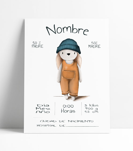 ilustración lámina bebé personalizada