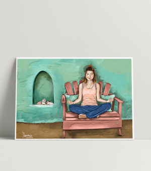 Ilustración de mujer meditanto